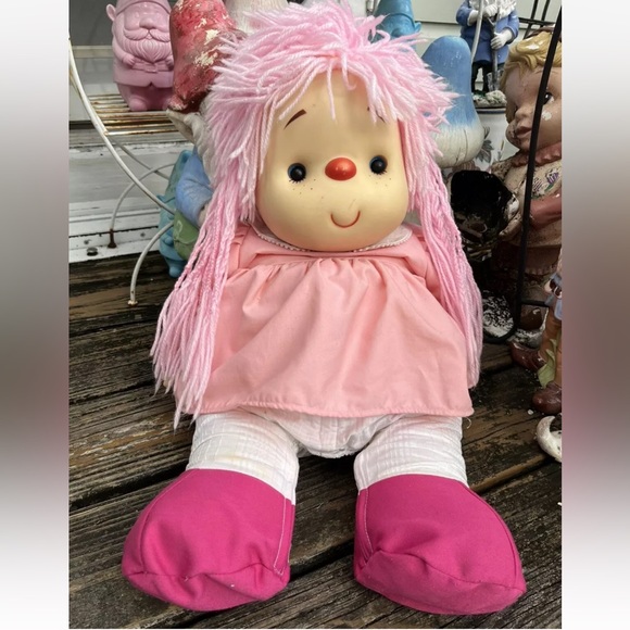Ice Cream Doll Girl Pink Yarn Hair Blue Eyes 23” J Shin Co Plastic Vintage 80s
